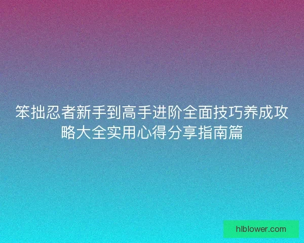 笨拙忍者新手到高手进阶全面技巧养成攻略大全实用心得分享指南篇